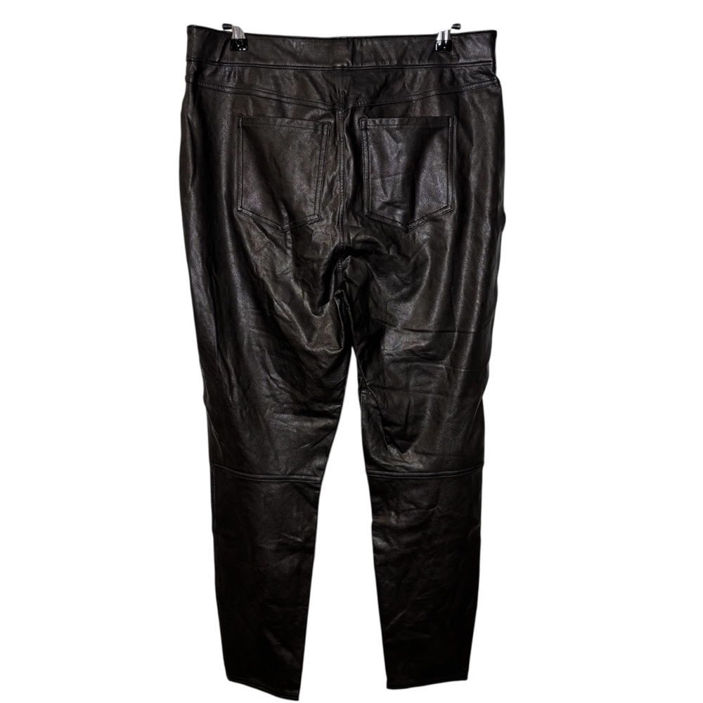 Spanx Faux Leather Pull On Leggings Pants Womens XL Stretchy Baddie Biker Black - Picture 2 of 8